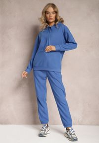 Renee - Niebieski 2-częściowy Komplet Dresowy z Bluzą i Spodniami Orifira. Kolor: niebieski. Materiał: dresówka