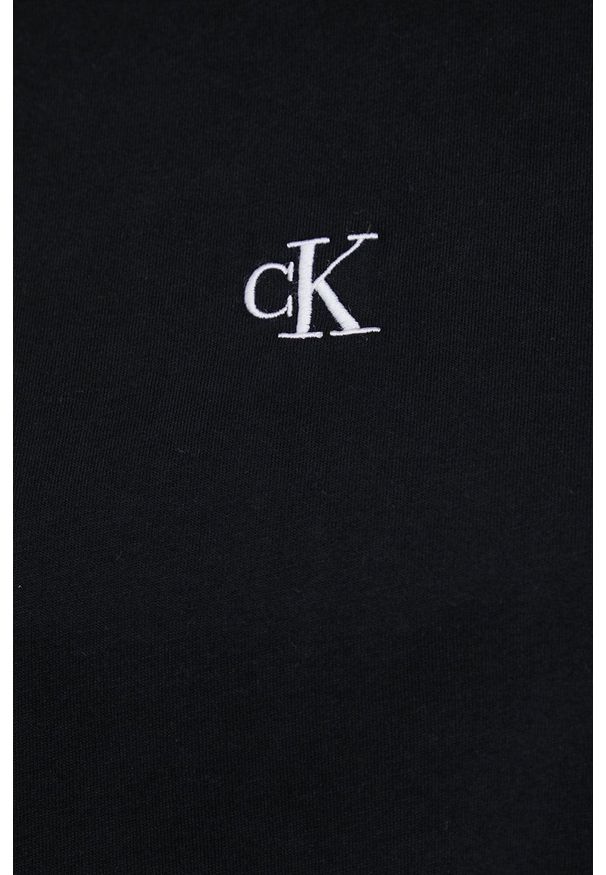 Calvin Klein Jeans t-shirt bawełniany kolor czarny. Kolor: czarny. Materiał: bawełna. Wzór: aplikacja