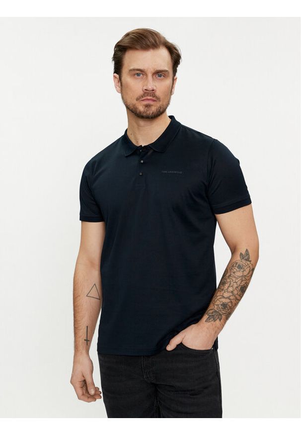 Karl Lagerfeld - KARL LAGERFELD Polo 745000 542200 Granatowy Regular Fit. Typ kołnierza: polo. Kolor: niebieski. Materiał: bawełna