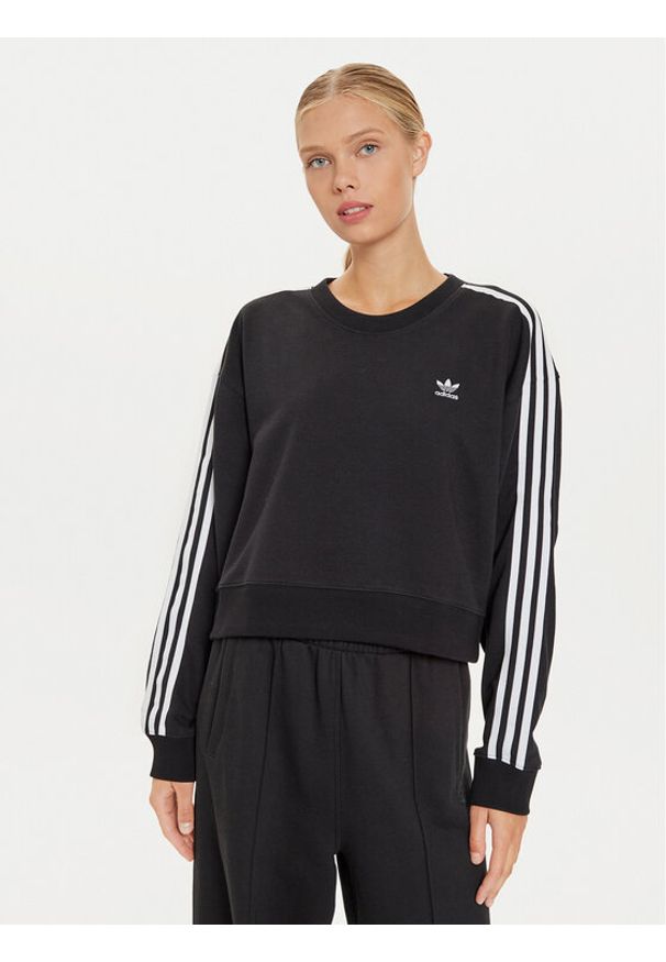 Adidas - adidas Bluza 3-Stripes IR5522 Czarny Loose Fit. Kolor: czarny. Materiał: syntetyk, bawełna