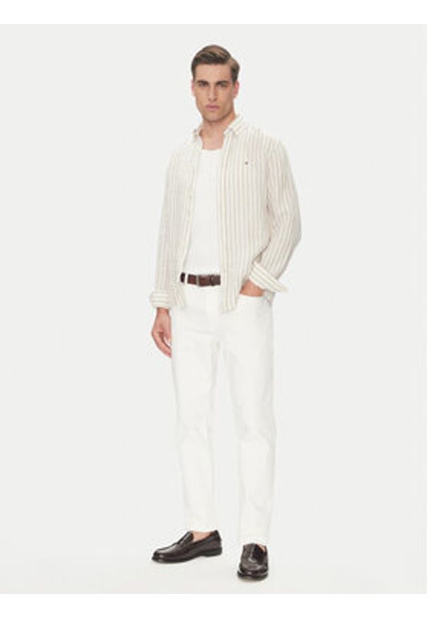 TOMMY HILFIGER - Tommy Hilfiger Koszula Essential MW0MW38581 Beżowy Regular Fit. Kolor: beżowy. Materiał: len