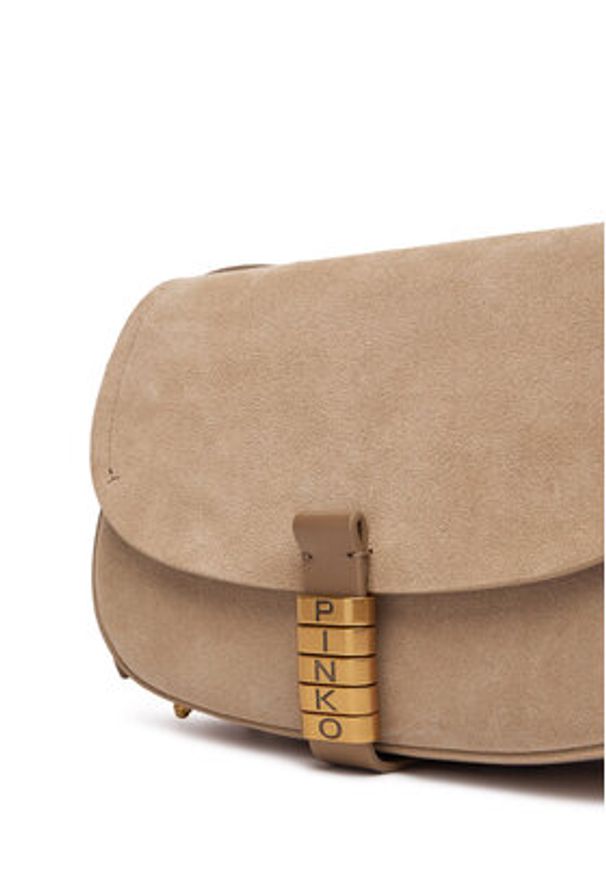 Pinko - PINKO Torebka Saddle Mini PE PLTT 103831 A29N Beżowy. Kolor: beżowy. Materiał: zamszowe, skórzane
