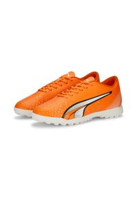 Buty piłkarskie męskie Puma Ultra Play TT. Zapięcie: sznurówki. Kolor: biały, wielokolorowy, niebieski. Materiał: materiał, syntetyk. Szerokość cholewki: normalna. Sport: piłka nożna