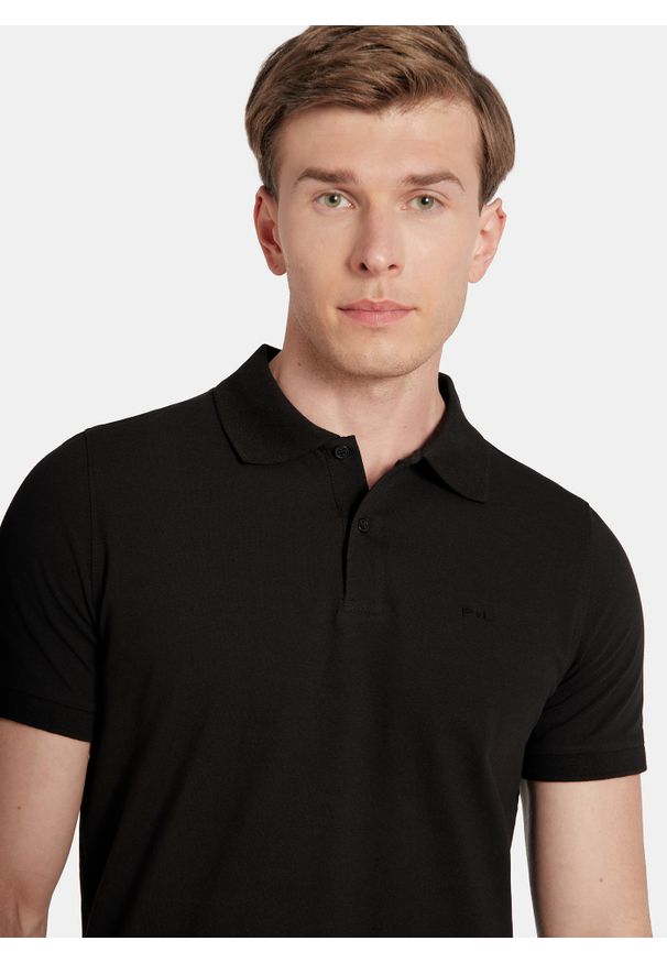 Pako Lorente - PAKO LORENTE - T-shirt polo w czarnym kolorze. Typ kołnierza: polo. Kolor: morski, czarny, biały, różowy. Materiał: elastan, bawełna