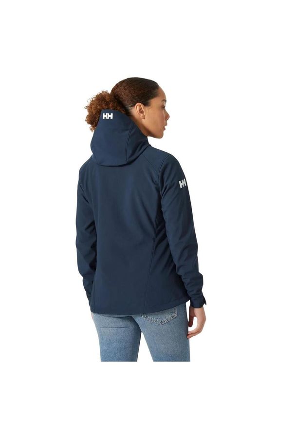 Damska kurtka z kapturem Helly Hansen paramount softshel. Typ kołnierza: kaptur. Kolor: niebieski. Sport: turystyka piesza