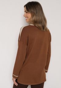 Born2be - Brązowy Sweter z Bawełną i Metaliczną Nicią Tusima. Kolor: brązowy. Materiał: bawełna. Styl: klasyczny, elegancki #4