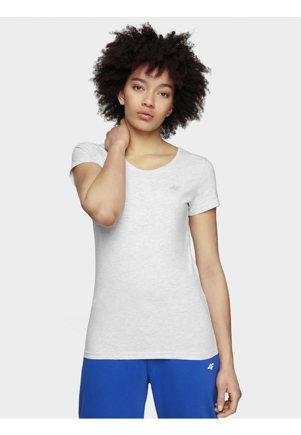 4f - 4F T-shirt slim gładki damski XS. Okazja: na uczelnię, do pracy, na co dzień. Kolor: biały. Materiał: bawełna, dzianina, elastan, materiał. Długość rękawa: krótki rękaw. Długość: krótkie. Wzór: gładki. Styl: klasyczny, sportowy, casual, elegancki