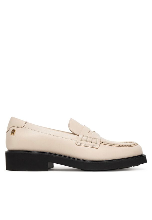 TOMMY HILFIGER - Tommy Hilfiger Loafersy Elettra Penny Leather FW0FW09360 Écru. Materiał: skóra