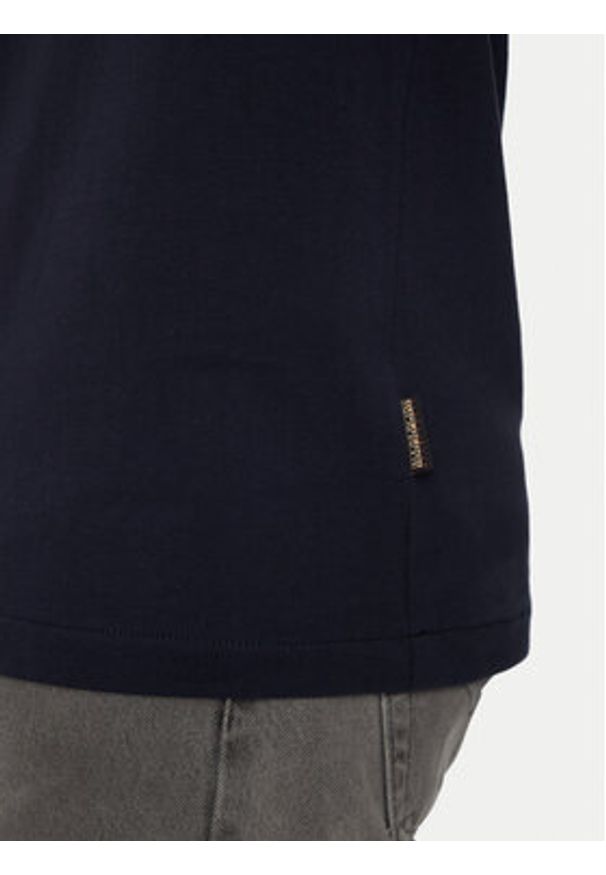 Napapijri Longsleeve S-Box Logo NP0A4I3M Granatowy Regular Fit. Kolor: niebieski. Materiał: bawełna. Długość rękawa: długi rękaw