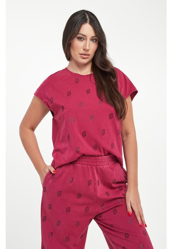 Liu Jo - T-shirt damski z cyrkoniami LIU JO