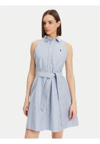 Polo Ralph Lauren Sukienka koszulowa 211906437006 Niebieski Regular Fit. Typ kołnierza: polo. Kolor: niebieski. Materiał: bawełna. Typ sukienki: koszulowe