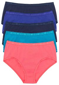 bonprix - Figi maxi (5 par). Kolor: niebieski. Wzór: aplikacja #1