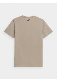 4f - T-shirt regular z bawełny organicznej męski. Kolor: brązowy. Materiał: bawełna. Wzór: nadruk #2