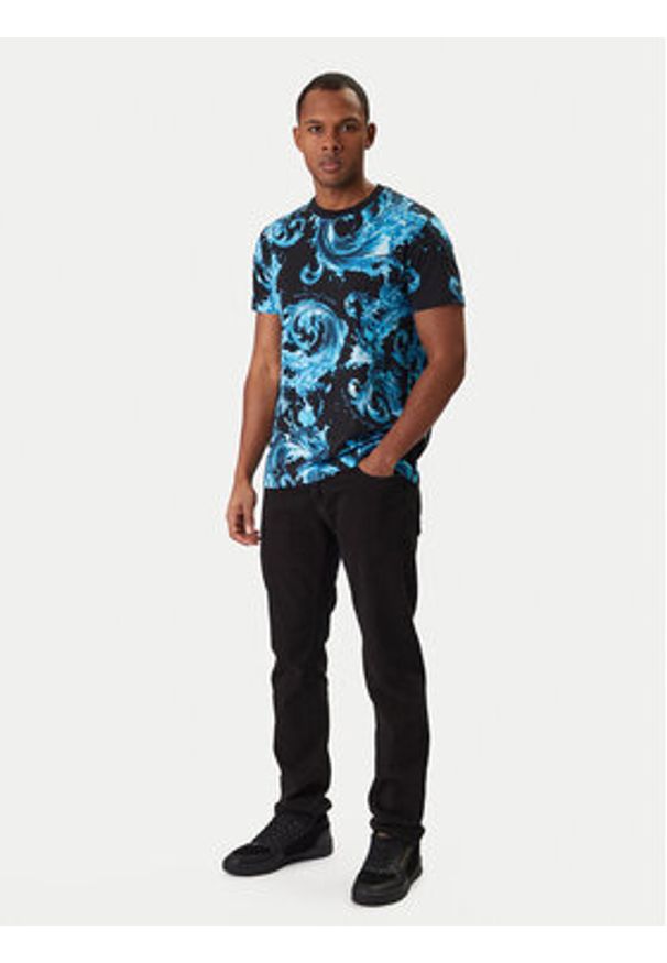 Versace Jeans Couture T-Shirt 80GAH6S0 JS543 Niebieski Regular Fit. Kolor: niebieski. Materiał: bawełna