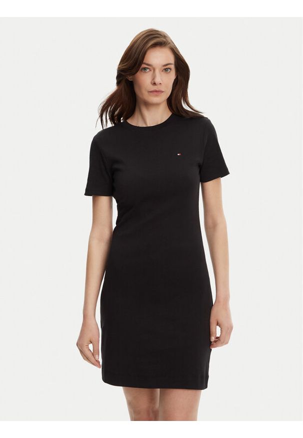 TOMMY HILFIGER - Tommy Hilfiger Sukienka codzienna New Cody WW0WW42721 Czarny Slim Fit. Okazja: na co dzień. Kolor: czarny. Materiał: bawełna. Typ sukienki: proste. Styl: casual