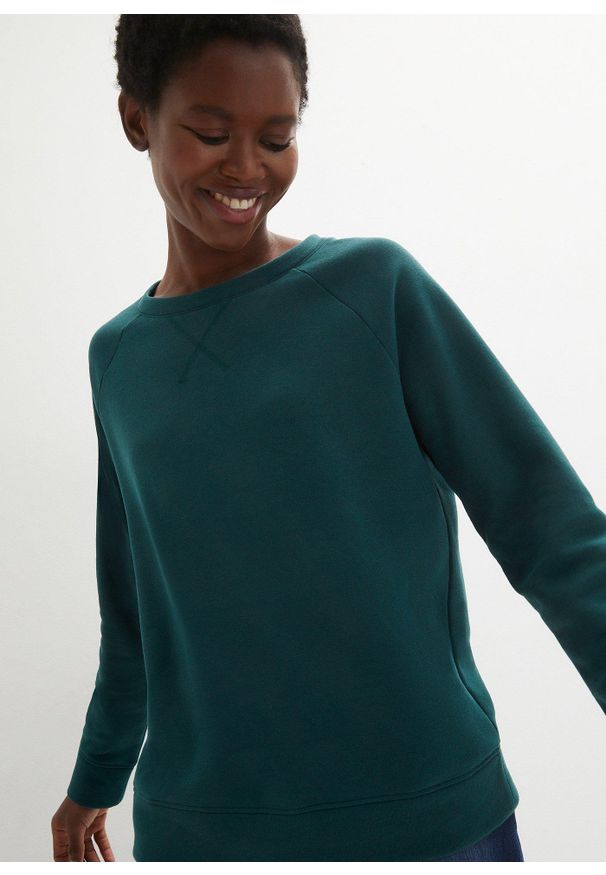 bonprix - Bluza dresowa. Kolor: niebieski. Materiał: poliester, dresówka