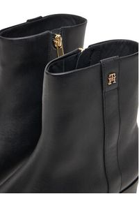 TOMMY HILFIGER - Tommy Hilfiger Botki Th Leather Pointy Zip Bootie FW0FW08980 Czarny. Kolor: czarny. Materiał: skóra #6