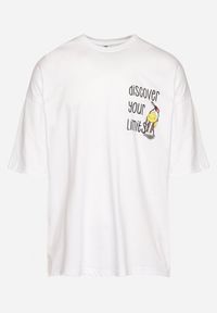 Born2be - Biała Bawełniana Koszulka T-shirt z Krótkim Rękawem z Nadrukiem na Plecach i Przodzie Civia. Okazja: na spotkanie biznesowe, do pracy, na co dzień. Kolor: biały. Materiał: bawełna. Długość rękawa: krótki rękaw. Długość: krótkie. Wzór: nadruk. Styl: klasyczny, biznesowy, casual