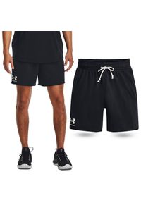 Under Armour - Spodenki fitness męskie UNDER ARMOUR Rival Terry 6" Shorts Szorty. Kolor: czarny. Długość: krótkie. Sezon: lato. Sport: fitness #1