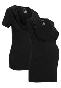 Shirt i top ciążowy i do karmienia piersią (2 części) bonprix czarny. Kolekcja: moda ciążowa. Kolor: czarny #1