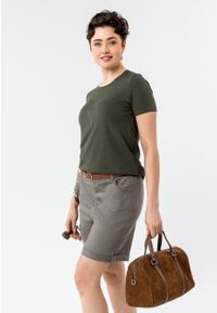 Volcano - T-LETTE. Okazja: na co dzień. Kolekcja: plus size. Kolor: brązowy. Materiał: bawełna, materiał. Długość rękawa: krótki rękaw. Długość: krótkie. Styl: casual, klasyczny #1