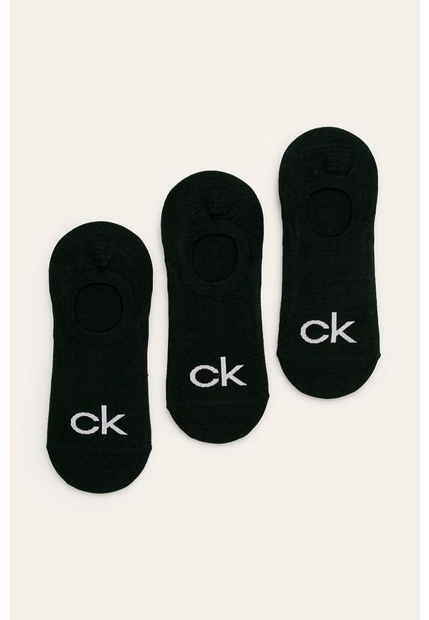 Calvin Klein - Stopki (3-pack). Kolor: czarny. Materiał: bawełna, materiał, poliamid, elastan, poliester. Wzór: nadruk