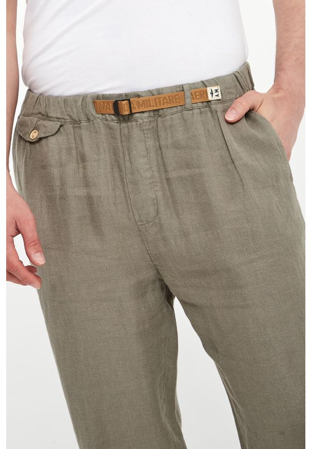 Aeronautica Militare - Spodnie męskie lniane AERONAUTICA MILITARE. Materiał: len