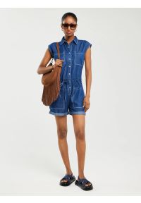 Big-Star - Kombinezon damski jeansowy niebieski Shea 465. Kolor: niebieski. Materiał: jeans. Sezon: lato. Typ sukienki: proste. Styl: elegancki, wakacyjny