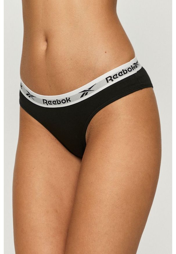 Reebok - Figi (5-pack). Kolor: czarny. Materiał: bawełna, dzianina, elastan. Wzór: nadruk