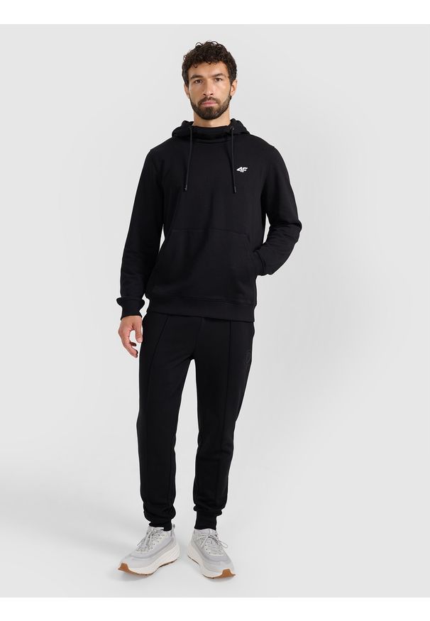 4f - 4F Bluza dresowa nierozpinana z kapturem męska - czarna 3XL. Okazja: na co dzień. Typ kołnierza: kaptur. Kolor: czarny. Materiał: dresówka. Styl: casual
