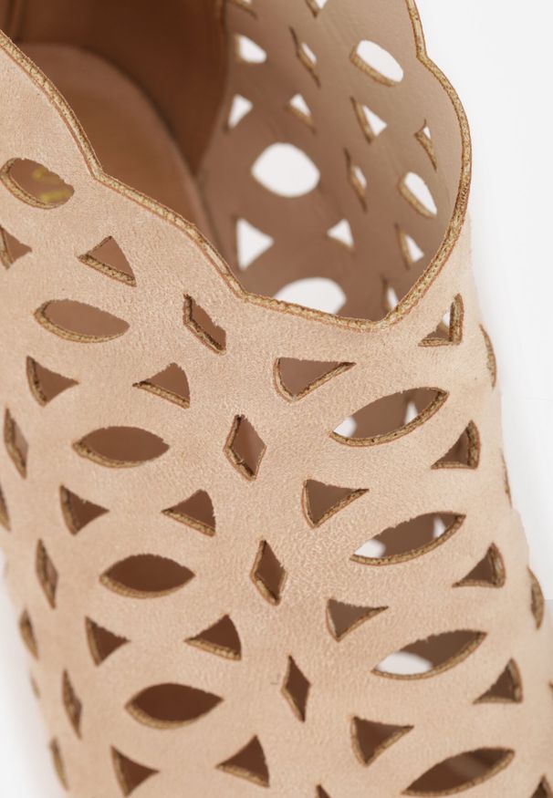 Born2be - Beżowe Sandały Botki Vices na Szpilce z Ażurową Cholewką Natirna. Okazja: na co dzień. Kolor: beżowy. Materiał: jeans. Wzór: ażurowy. Obcas: na szpilce. Styl: casual, elegancki. Wysokość obcasa: średni