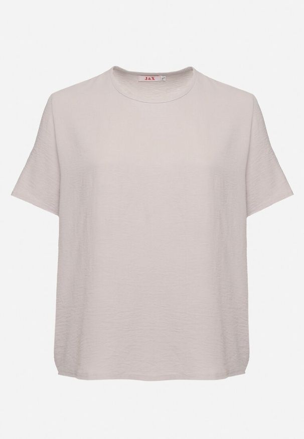 Born2be - Szara Klasyczna Bluzka z Krótkim Rękawem Nilbia. Okazja: na co dzień, na spotkanie biznesowe, do pracy. Kolekcja: plus size. Kolor: szary. Materiał: jeans. Długość rękawa: krótki rękaw. Długość: krótkie. Styl: klasyczny