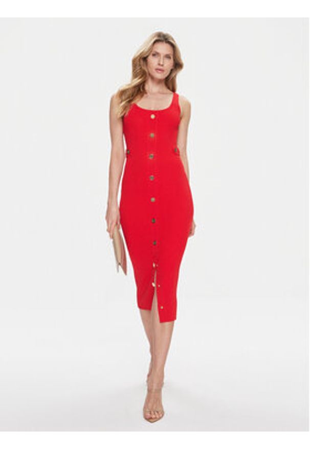 MICHAEL Michael Kors Sukienka dzianinowa MR4822C33D Czerwony Slim Fit. Kolor: czerwony. Materiał: wiskoza