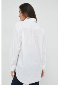 TOMMY HILFIGER - Tommy Hilfiger koszula bawełniana damska kolor biały relaxed z kołnierzykiem klasycznym. Typ kołnierza: kołnierzyk klasyczny. Kolor: biały. Materiał: bawełna. Wzór: haft. Styl: klasyczny #2