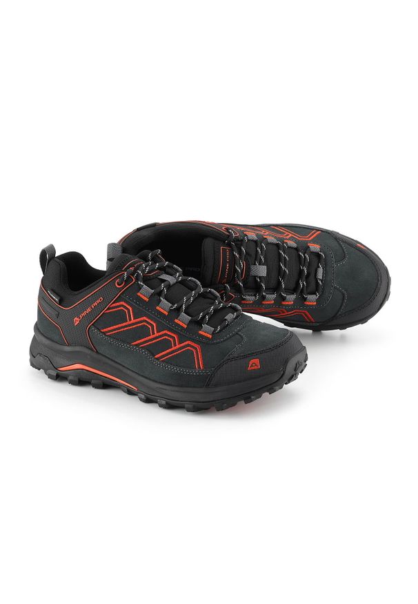 ALPINE PRO - Buty niskie turystyczne męskie Alpine Pro Gimie. Kolor: czerwony, wielokolorowy, czarny. Materiał: skóra. Szerokość cholewki: normalna. Sport: turystyka piesza
