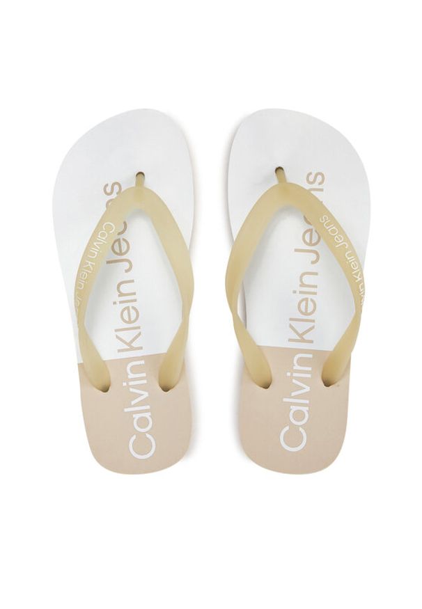 Calvin Klein Jeans Japonki Beach Sandal Flatform Monologo YW0YW01617 Écru. Materiał: syntetyk