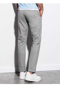 Ombre Clothing - Spodnie męskie chino P894 - szare - XL. Kolor: szary. Materiał: elastan, bawełna #2