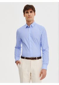 Pako Lorente - PAKO LORENTE - Dzianinowa koszula męska w paski. Materiał: dzianina. Długość rękawa: długi rękaw. Długość: długie. Wzór: paski #10