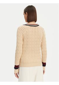 TOMMY HILFIGER - Tommy Hilfiger Sweter Varsity WW0WW43972 Beżowy Regular Fit. Kolor: beżowy. Materiał: bawełna #3