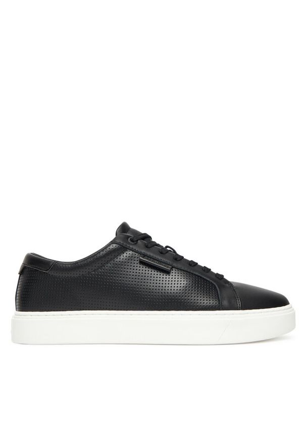 Calvin Klein Sneakersy Clean Cup Low Laceup Perf Lth HM0HM01870 Czarny. Kolor: czarny. Materiał: skóra