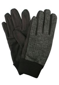 EM Men's Accessories - Delikatne i Wygodne Rękawiczki z Wełną - Męskie - Brąz, Jodełka. Kolor: beżowy, wielokolorowy, brązowy. Materiał: poliester, wełna, wiskoza. Wzór: jodełka. Sezon: zima, jesień #1