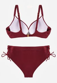 Born2be - Bordowe Bikini Biustonosz z Cyrkoniami i Majtki Typu Figi Dorirose. Kolekcja: plus size. Kolor: czerwony #4