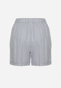 Born2be - Niebieskie Klasyczne Szorty z Lnem z Gumką w Talii i Kieszeniami Filarenea. Okazja: na co dzień. Kolor: niebieski. Materiał: len. Długość: krótkie. Styl: klasyczny #6