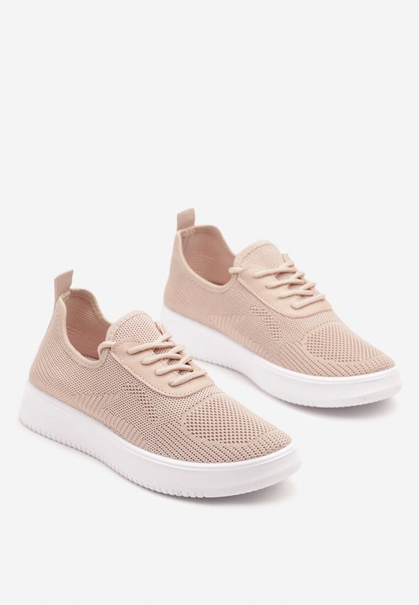 Born2be - Różowe Buty Sportowe Sneakersy z Siateczkową Cholewką Eradwena. Okazja: na co dzień. Kolor: różowy. Materiał: jeans. Szerokość cholewki: normalna