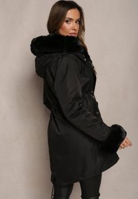 Renee - Czarna Kurtka Parka z Futerkiem Teyo. Kolor: czarny. Materiał: futro #3