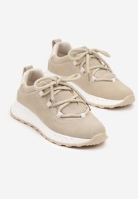 Born2be - Beżowe Sneakersy z Naturalnego Zamszu ze Skórzaną Wkładką Dolittea. Okazja: na co dzień, na spacer. Kolor: beżowy. Materiał: zamsz, skóra. Wzór: aplikacja. Sport: turystyka piesza