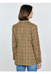 Big-Star - Marynarka damska w kratę Galani 601. Okazja: na co dzień. Kolor: różowy. Materiał: tkanina, jeans, materiał. Styl: casual, klasyczny, retro #6