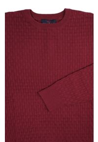 Jednokolorowy, Męski Sweter Bawełniany - Adriano Guinari - Ciemna Czerwień. Kolor: czerwony. Materiał: bawełna. Wzór: ze splotem. Sezon: jesień, zima #2