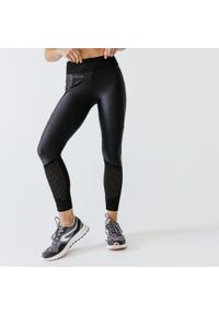 KALENJI - Legginsy do biegania damskie Kalenji Dry+ Feel. Kolor: czarny. Materiał: poliester, elastan, materiał. Sport: fitness #1
