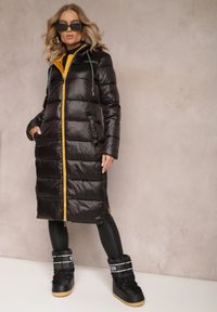 Renee - Czarno-Żółta Kurtka Cilitheme. Okazja: na co dzień. Kolor: czarny. Materiał: tkanina. Długość: długie. Styl: casual #4